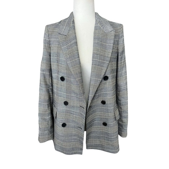 Aritzia Babaton Samuel Houndstooth Plaid Double Breasted Classic Blazer Size 4 - Picture 2 of 15